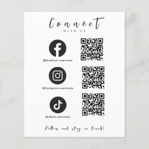 Facebook Instagram Tiktok QR Code Trendy White Flyer