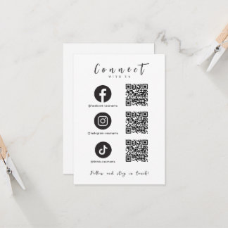 Facebook Instagram Tiktok QR Code Trendy White Invitation
