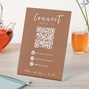 Facebook Instagram Tiktok Terracotta QR Code Pedestal Sign