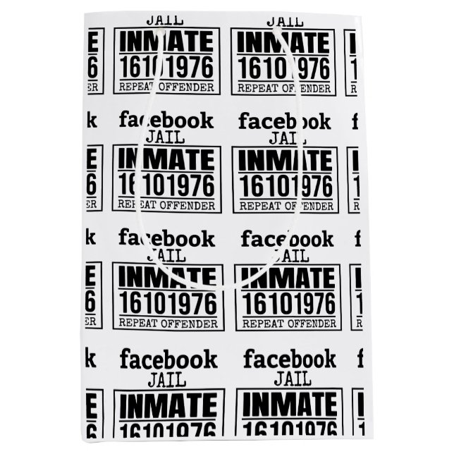 Facebook Jail Inmate Repeat Offender Medium Gift Bag (Front)