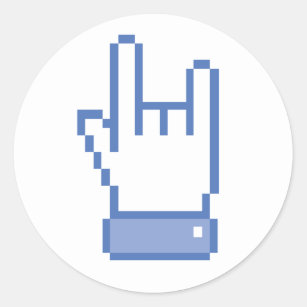 facebook like ROCK peace hand sign pixel graphic Classic Round Sticker