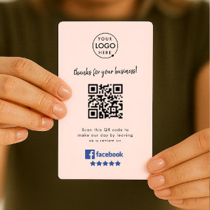 Facebook Review   Business Reviews Pink QR Code Card