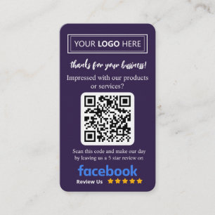 Facebook Review Card with Logo & QR Code Deep Plum