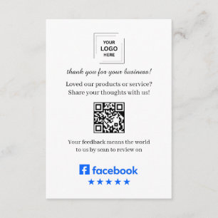 Facebook Review QR Customer Feedback Insert Card