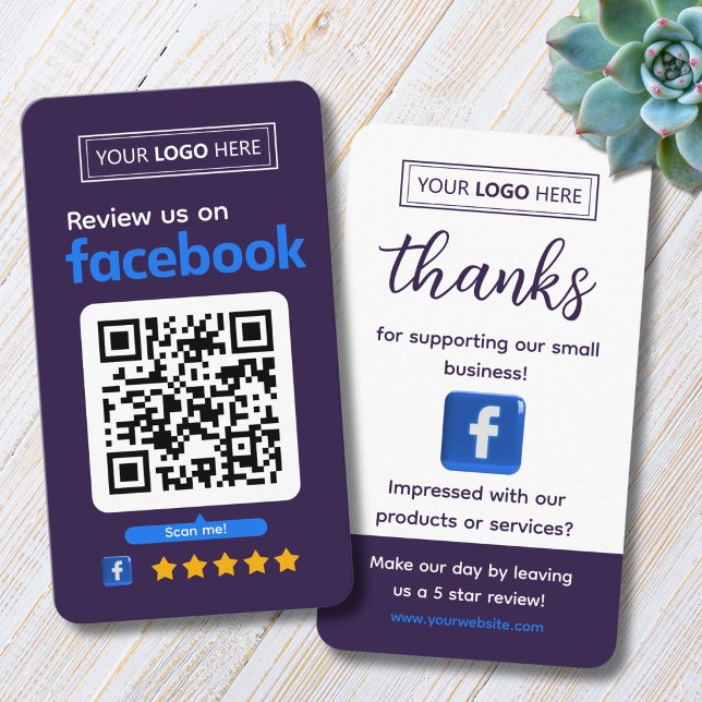 Facebook Review Request Business Card Deep Plum (Facebook customer feedback business cards)