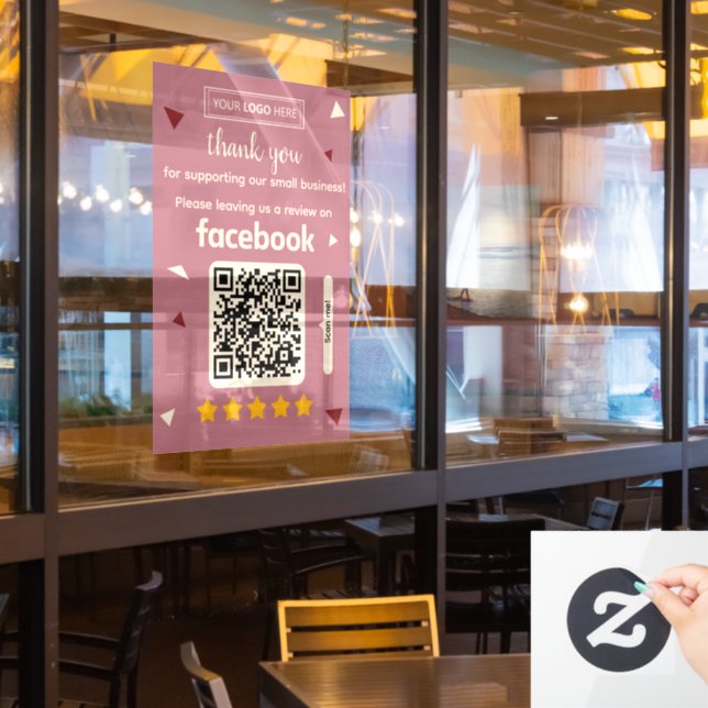 Facebook Review Request Card with Logo and QR Code (Restaurant Window)