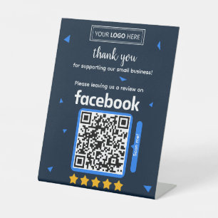 Facebook Review Request Card with Logo and QR Code Pedestal Sign