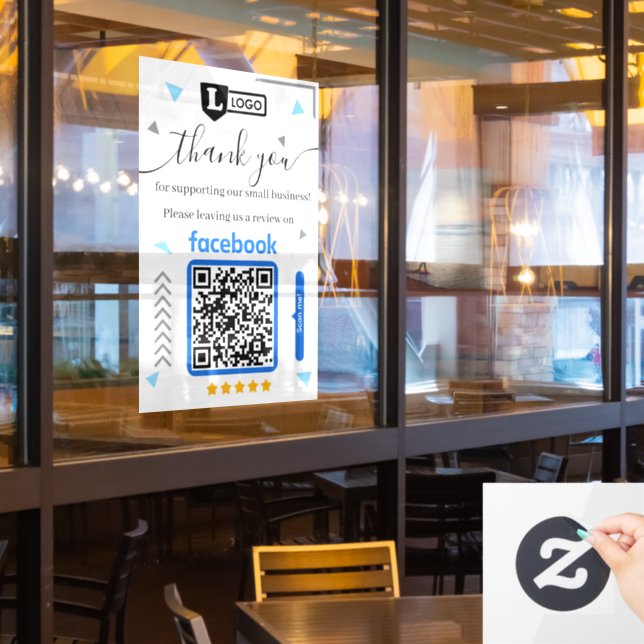 Facebook Review Request with Logo and QR Code (Restaurant Window)