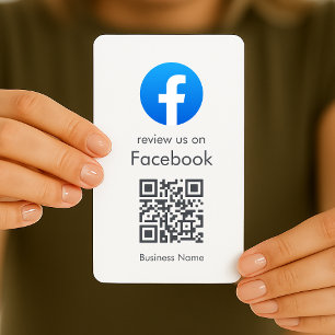 Facebook Reviews Business QR Code Minimal White Card