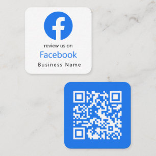 Facebook Reviews Business QR Code Minimal White Square Business Card