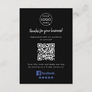 Facebook Reviews Business Rating Link Black QR Enclosure Card