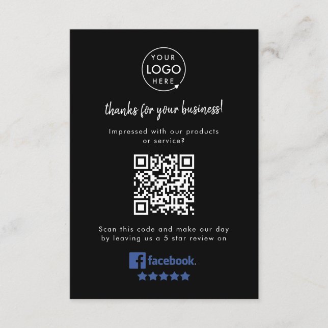  Facebook Reviews Enclosure Card | QR Code Insert (Front)