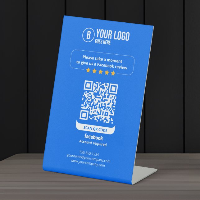 Facebook Reviews QR Code Rate My Business 5 Star Pedestal Sign (Creator Uploaded)