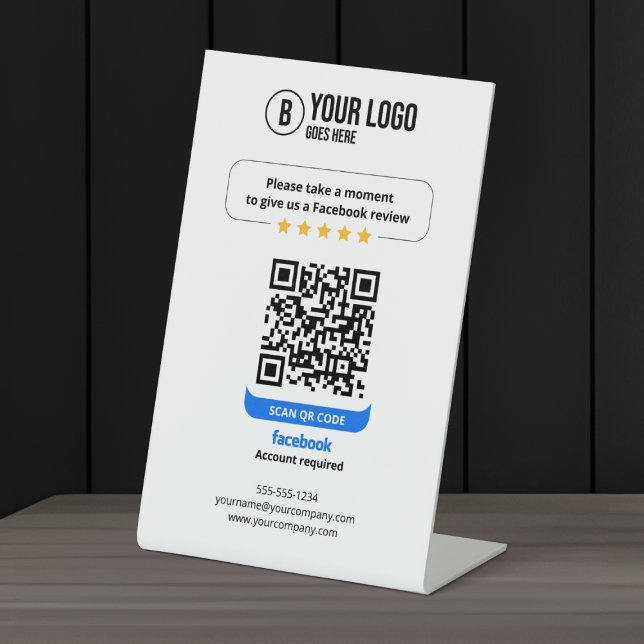 Facebook Reviews QR Code Rate My Business 5 Star Pedestal Sign (Creator Uploaded)