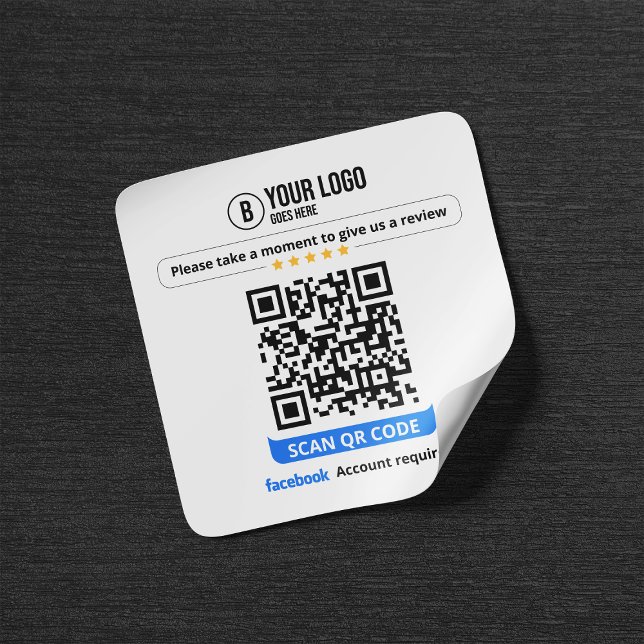 Facebook Reviews QR Code Rate My Business 5 Star Square Sticker (Creator Uploaded)
