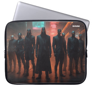 "Faceless Assembly: The Suited Horrors Collective" Laptop Sleeve