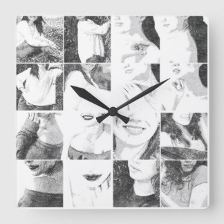 Faceless Collage Square Wall Clock