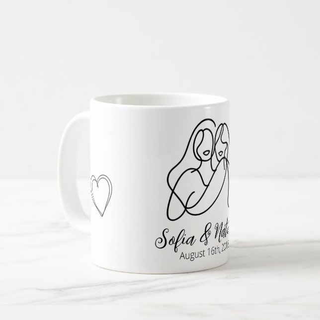 Faceless Personalised Lesbian Couple Coaster Coffee Mug (Front Left)