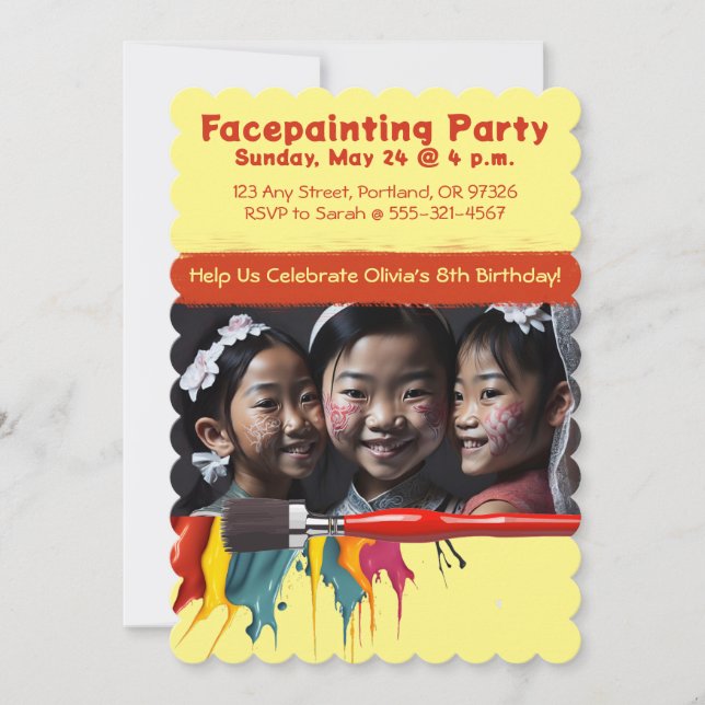 Facepainting Girl's Birthday Party Invitation (Front)