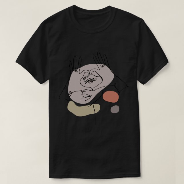 Faces Abstract Feminine Line Art Drawing Tee Aesth (Design Front)