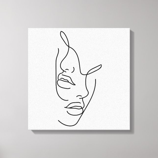 Faces Beauty Line Art Drawing Canvas Print (Front)