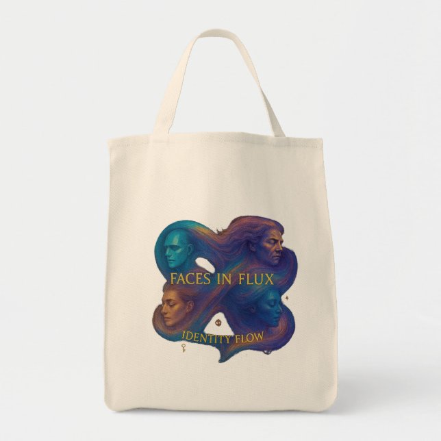 Faces in Flux Tote Bag – Artistic Identity Flow (Front)