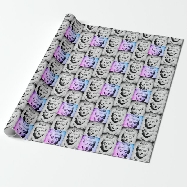 Faces of Ancient Buddha & Shakyamuni Colours Wrapping Paper (Unrolled)