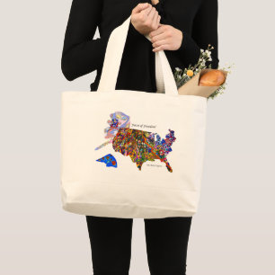 Faces of Freedom Colourful Art by Deprise Large Tote Bag