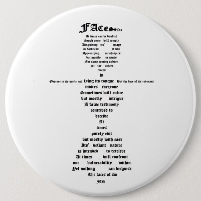 Faces of Sin 6 Cm Round Badge (Front)