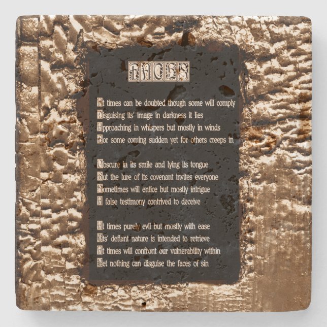 Faces of Sin Stone Coaster (Front)