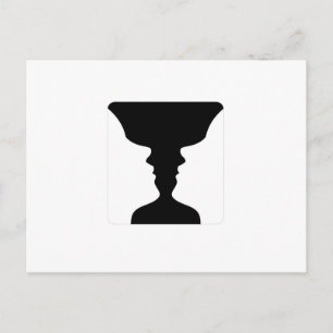 Faces or dellusion of two faces like a vase postcard