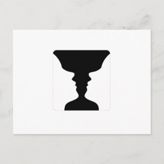 Faces or vase- illusion of two faces like a vase postcard