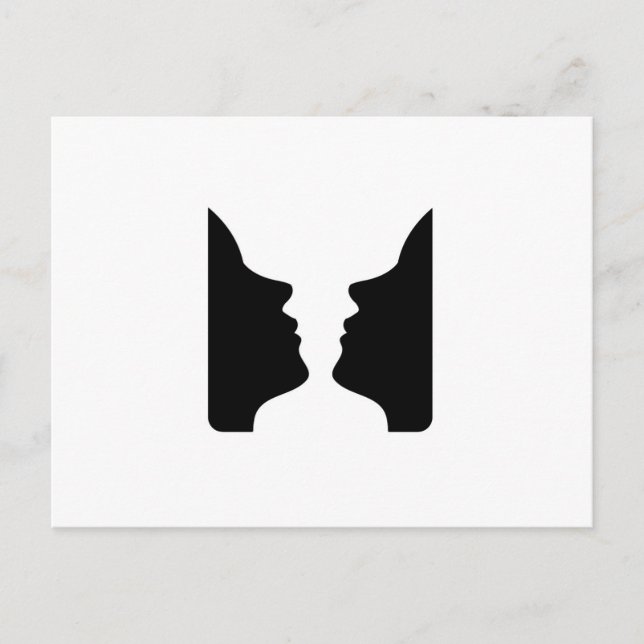 Faces or vase- illusion of two faces like a vase postcard (Front)