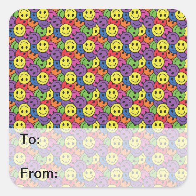 Faces Retro Hippy Pattern Square Sticker (Front)