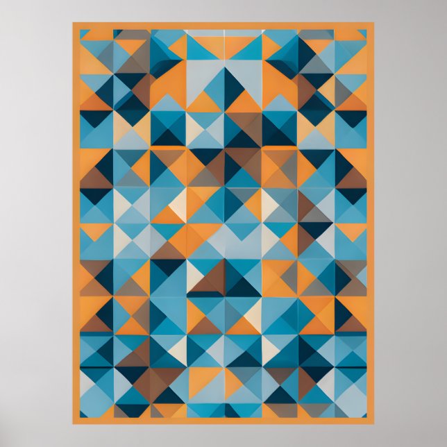 Facet Mosaic: A Kaleidoscope of Geometric Hues Poster (Front)