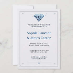 Faceted Diamond Engagement Party Invitation