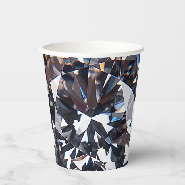 Faceted Elegant Diamond Gem Image Paper Cups (Front)