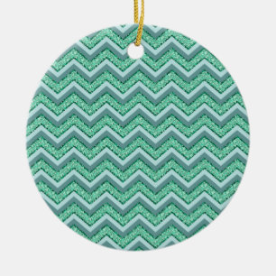 Faceted Emerald Chevron Pattern Ceramic Tree Decoration