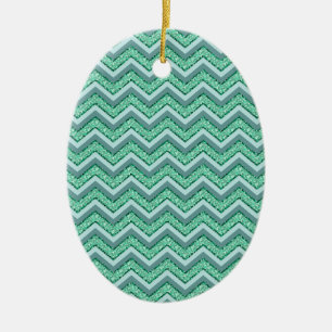 Faceted Emerald Chevron Pattern Ceramic Tree Decoration