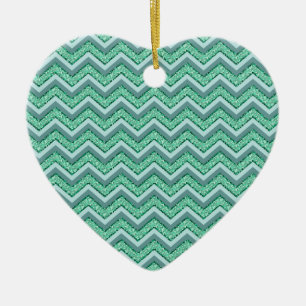 Faceted Emerald Chevron Pattern Ceramic Tree Decoration