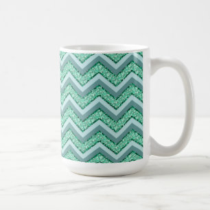 Faceted Emerald Chevron Pattern Coffee Mug
