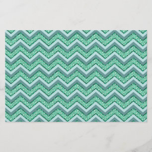 Faceted Emerald Chevron Pattern Stationery