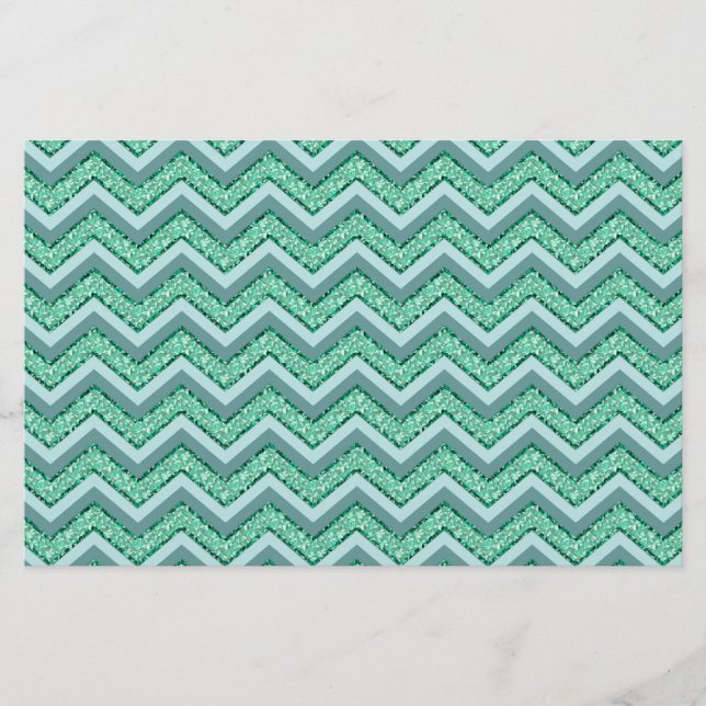 Faceted Emerald Chevron Pattern Stationery (Front)
