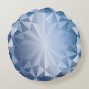 Faceted Gem Blue Ice Round Cushion