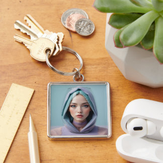 Faceted Sand Art Woman Key Ring
