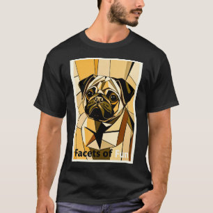 Facets Of Fun Geometric Pug Art T-Shirt
