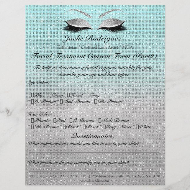 Facial Treatment Consent Form Blue Grey Flyer (Front)