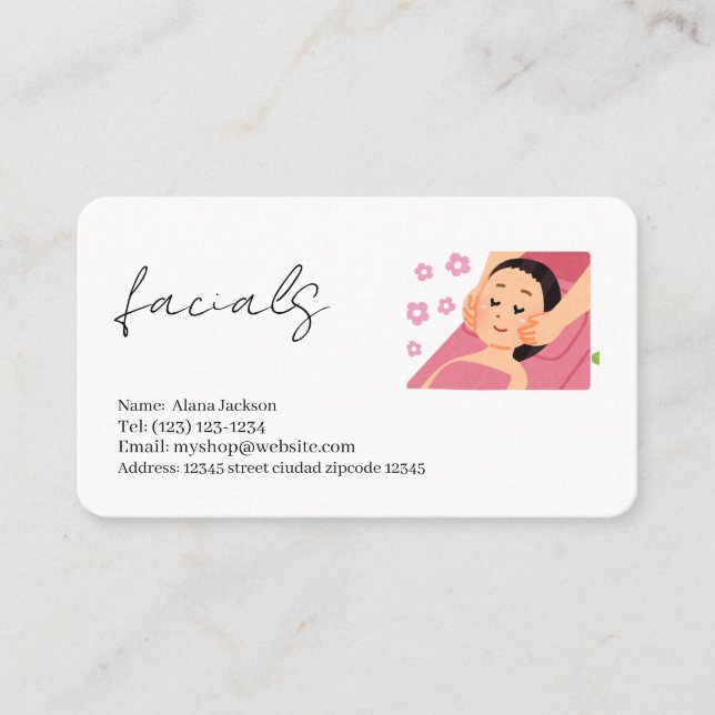 facials  services editable   business card (Front)