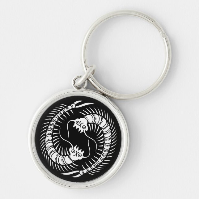 Facing Centipedes circle Key Ring (Front)