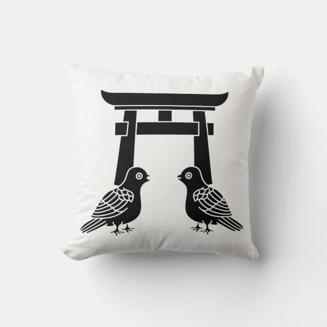 Facing doves and Torii Cushion (Front)